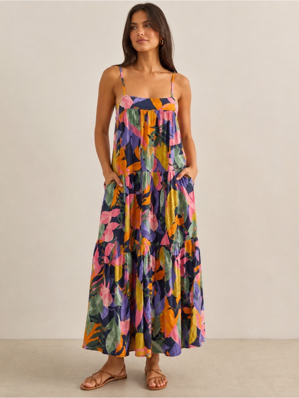 Abel The Label Tropical Patchwork Panel Maxi Dress Size Small